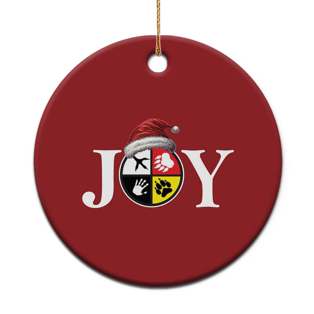 Xmas Native American Joy Medicine Wheel Santa Hat Christmas Ornament - Wonder Print Shop