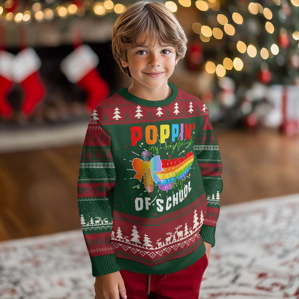 Funny Poppin' My Way Through 100 Day Knitted Sweatshirt