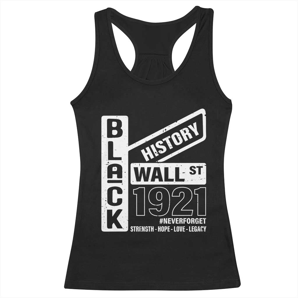 Never Forget Black Wall Street 1921 Racerback Tank Top Tulsa Black History Month