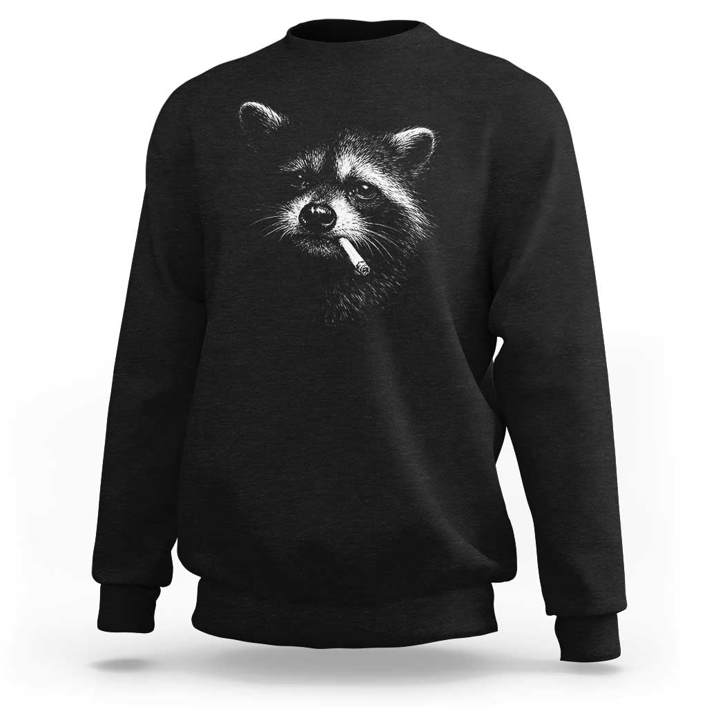 Funny Raccoon Smoking Cigarette Meme Sweatshirt Trash Panda Face Y2K Graphic