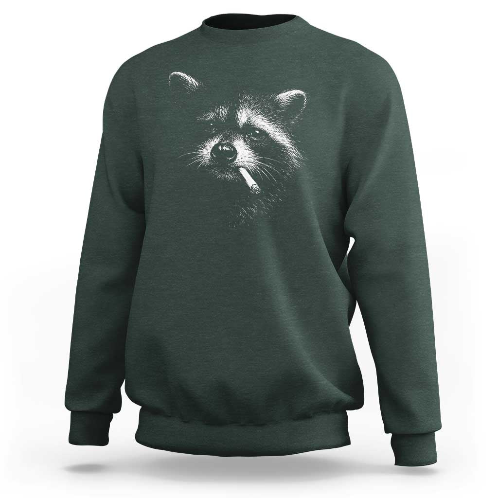 Funny Raccoon Smoking Cigarette Meme Sweatshirt Trash Panda Face Y2K Graphic