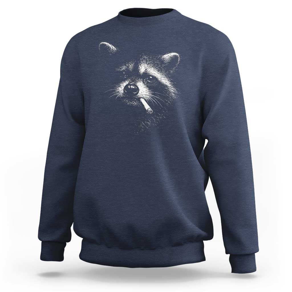 Funny Raccoon Smoking Cigarette Meme Sweatshirt Trash Panda Face Y2K Graphic
