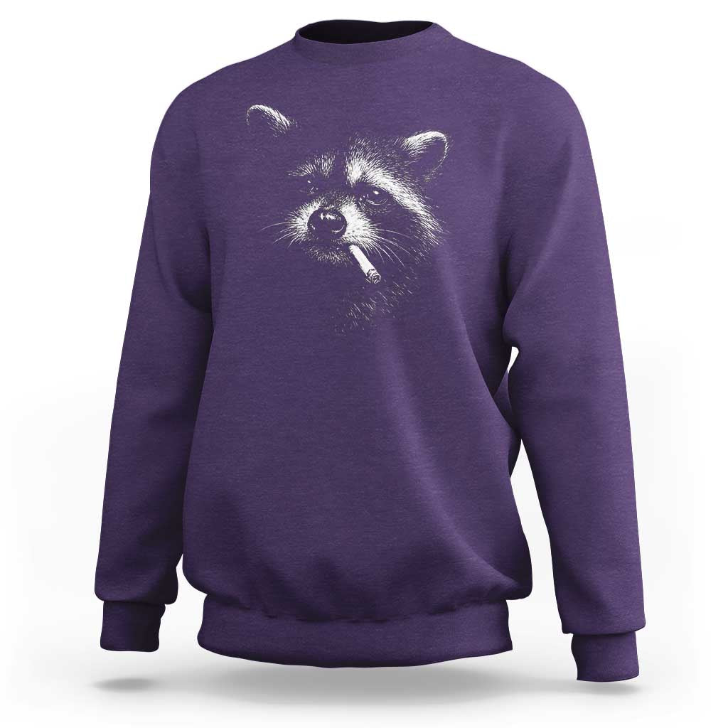 Funny Raccoon Smoking Cigarette Meme Sweatshirt Trash Panda Face Y2K Graphic