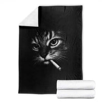 Funny Cat Smoking Cigarette Meme Throw Blanket Cat Face Y2K Graphic