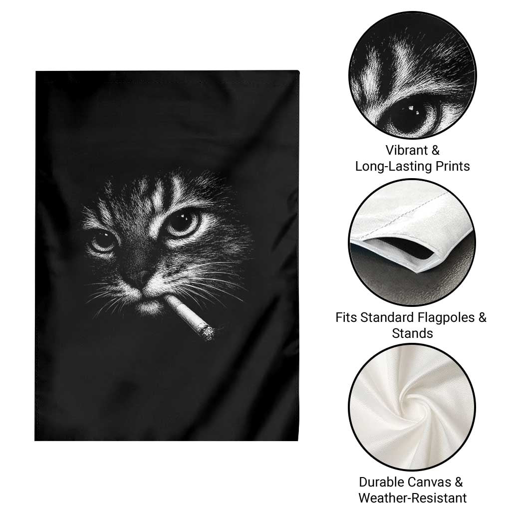 Funny Cat Smoking Cigarette Meme Garden Flag Cat Face Y2K Graphic