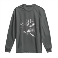 Funny Cat Smoking Cigarette Meme Long Sleeve Shirt Cat Face Y2K Graphic