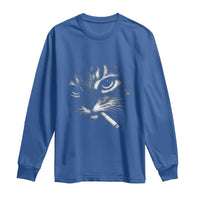Funny Cat Smoking Cigarette Meme Long Sleeve Shirt Cat Face Y2K Graphic