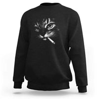 Funny Cat Smoking Cigarette Meme Sweatshirt Cat Face Y2K Graphic