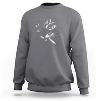 Funny Cat Smoking Cigarette Meme Sweatshirt Cat Face Y2K Graphic