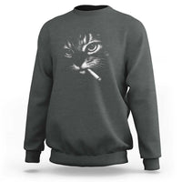 Funny Cat Smoking Cigarette Meme Sweatshirt Cat Face Y2K Graphic