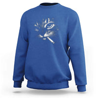 Funny Cat Smoking Cigarette Meme Sweatshirt Cat Face Y2K Graphic