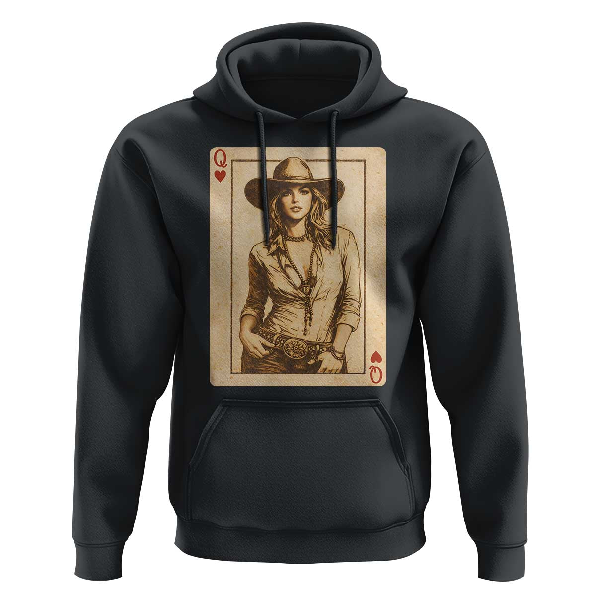 Funny Western Valentine Cowgirl Queen of Hearts Card Hoodie