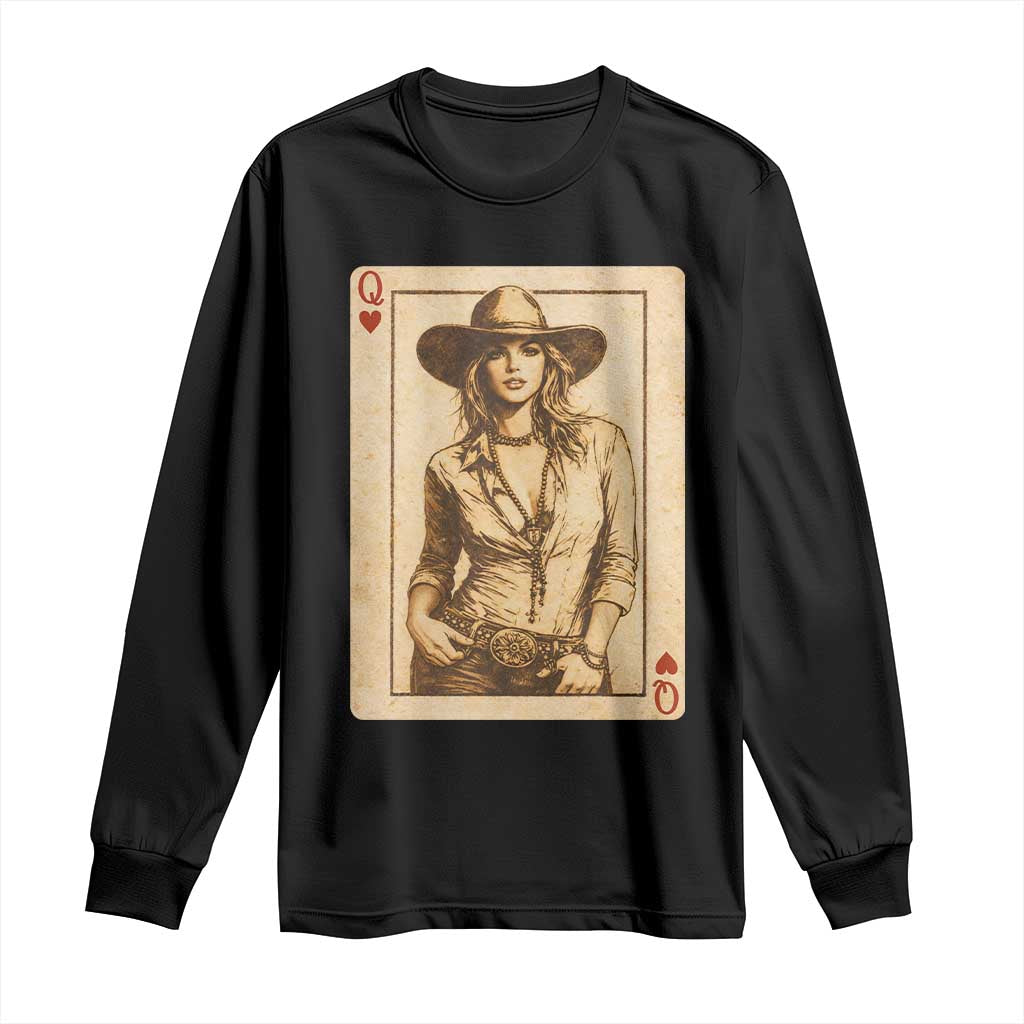 Funny Western Valentine Cowgirl Queen of Hearts Card Long Sleeve Shirt