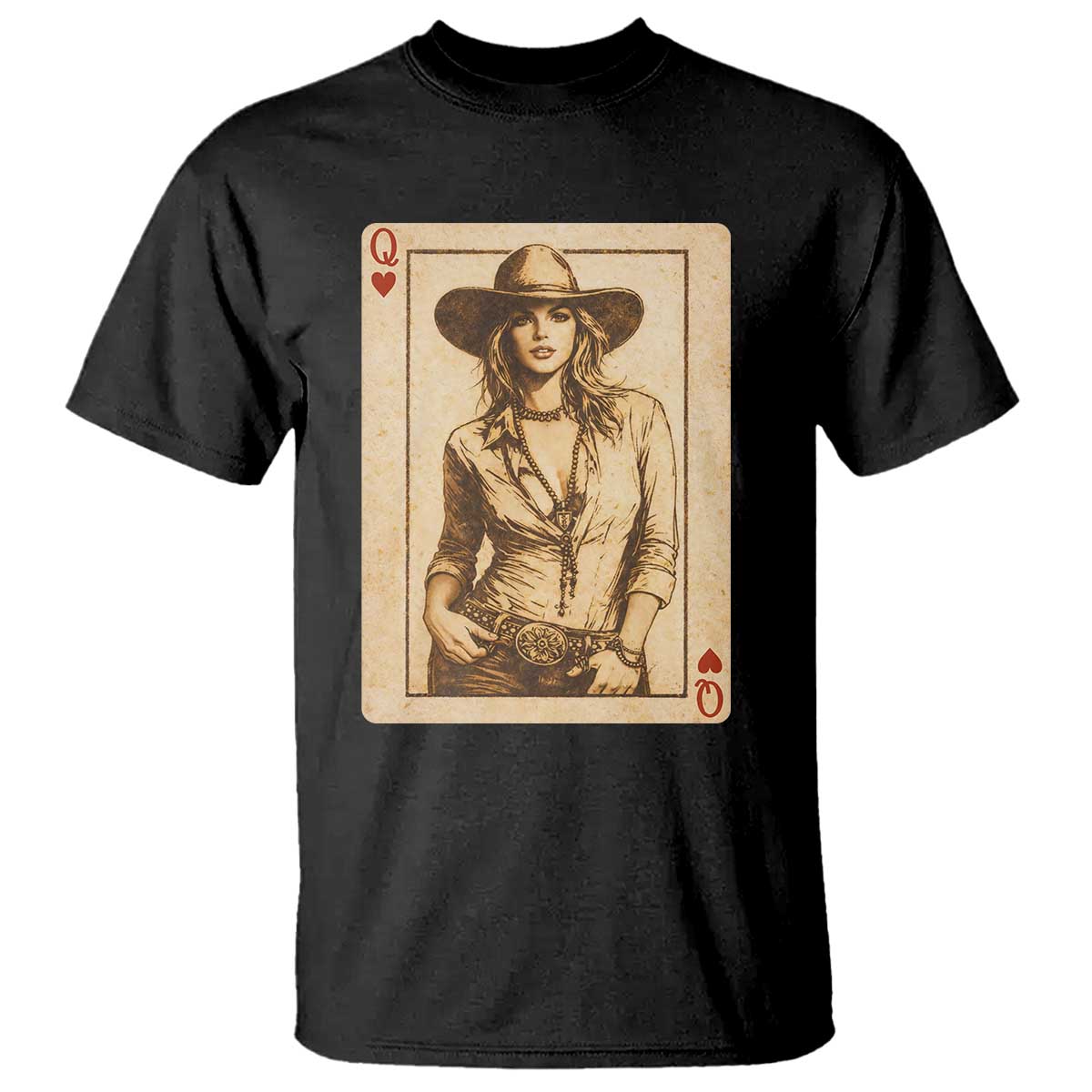 Funny Western Valentine Cowgirl Queen of Hearts Card T Shirt