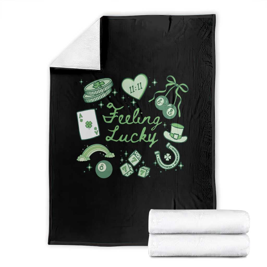 Feeling Lucky St Patricks Day Coquette Shamrock Throw Blanket