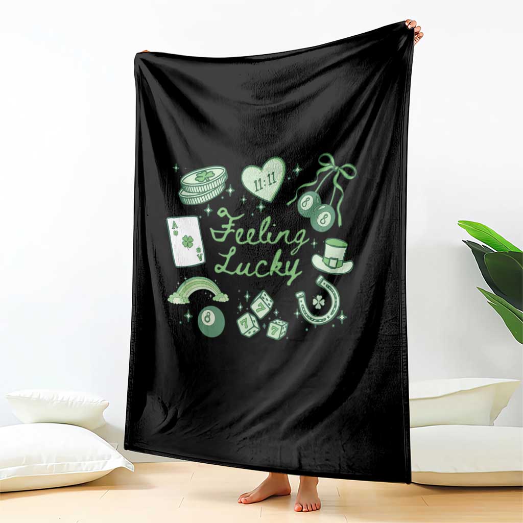 Feeling Lucky St Patricks Day Coquette Shamrock Throw Blanket