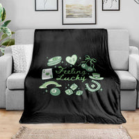 Feeling Lucky St Patricks Day Coquette Shamrock Throw Blanket