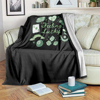 Feeling Lucky St Patricks Day Coquette Shamrock Throw Blanket