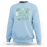 Feeling Lucky St Patricks Day Coquette Shamrock Sweatshirt