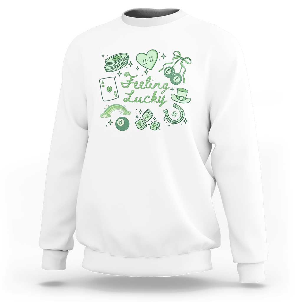 Feeling Lucky St Patricks Day Coquette Shamrock Sweatshirt