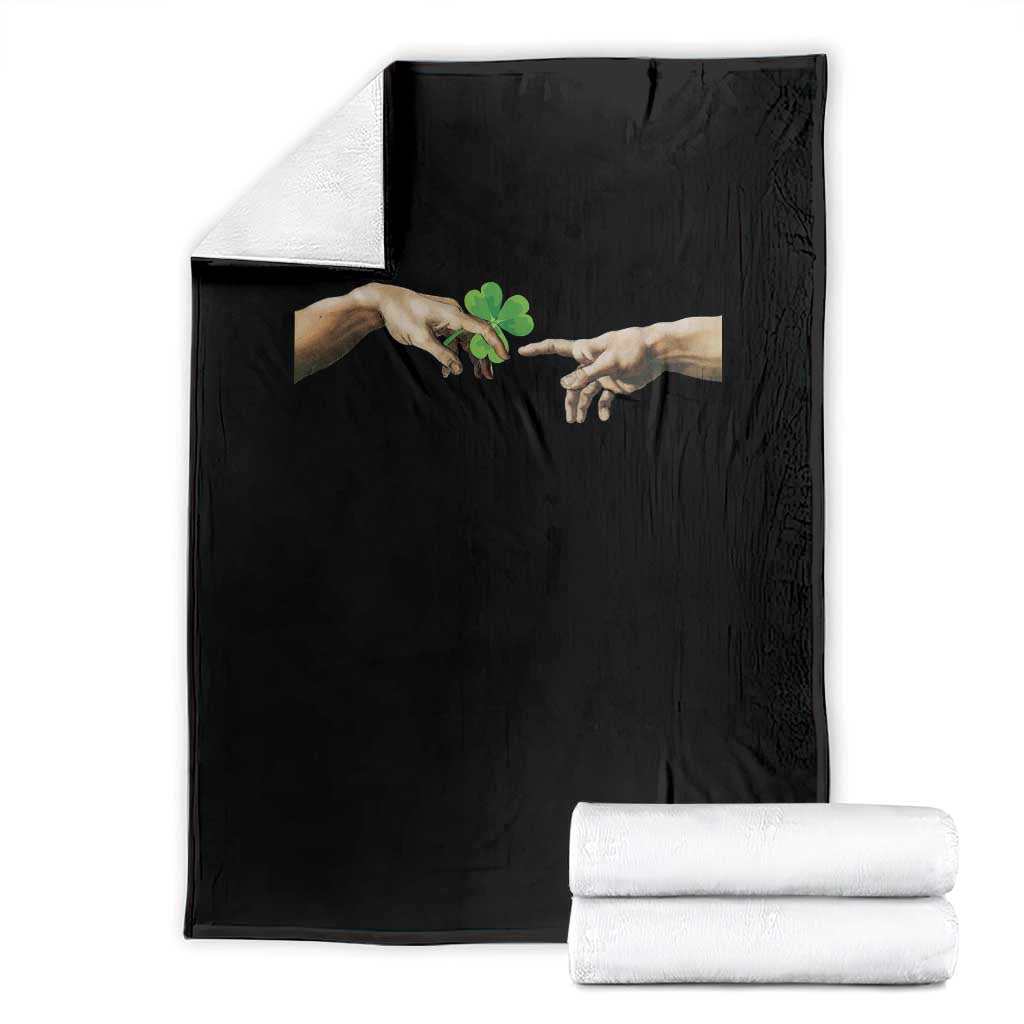 Funny St Patricks Day Shamrock The Creation of Adam Meme Throw Blanket