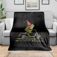 Off To Commit Dad Foolery Throw Blanket Funny Daddy Frog Scooter Fathers Day