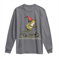 Off To Commit Dad Foolery Long Sleeve Shirt Funny Daddy Frog Scooter Fathers Day