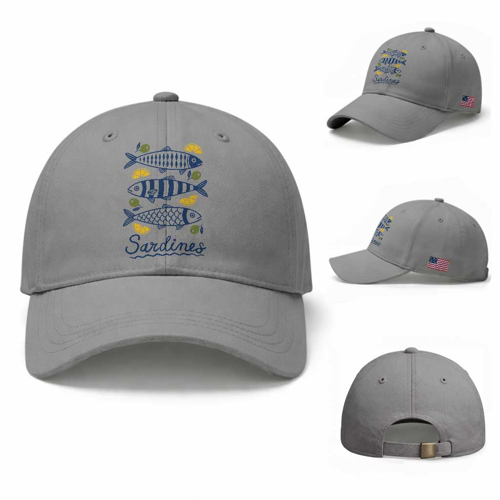 Minimal Sardines Fishermen Aesthetic Retro Baseball Cap