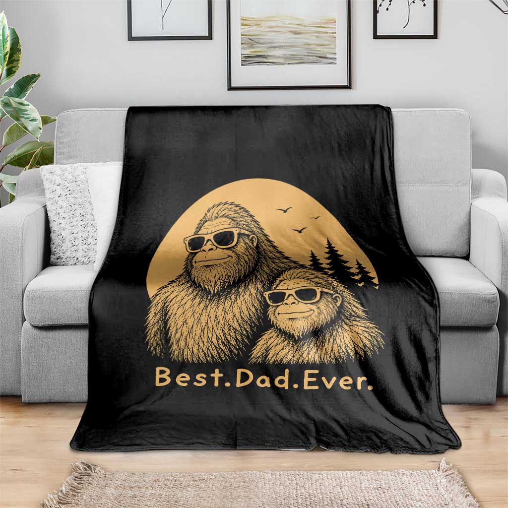 Vintage Best Dad Ever Bigfoot Papa Fathers Day Throw Blanket