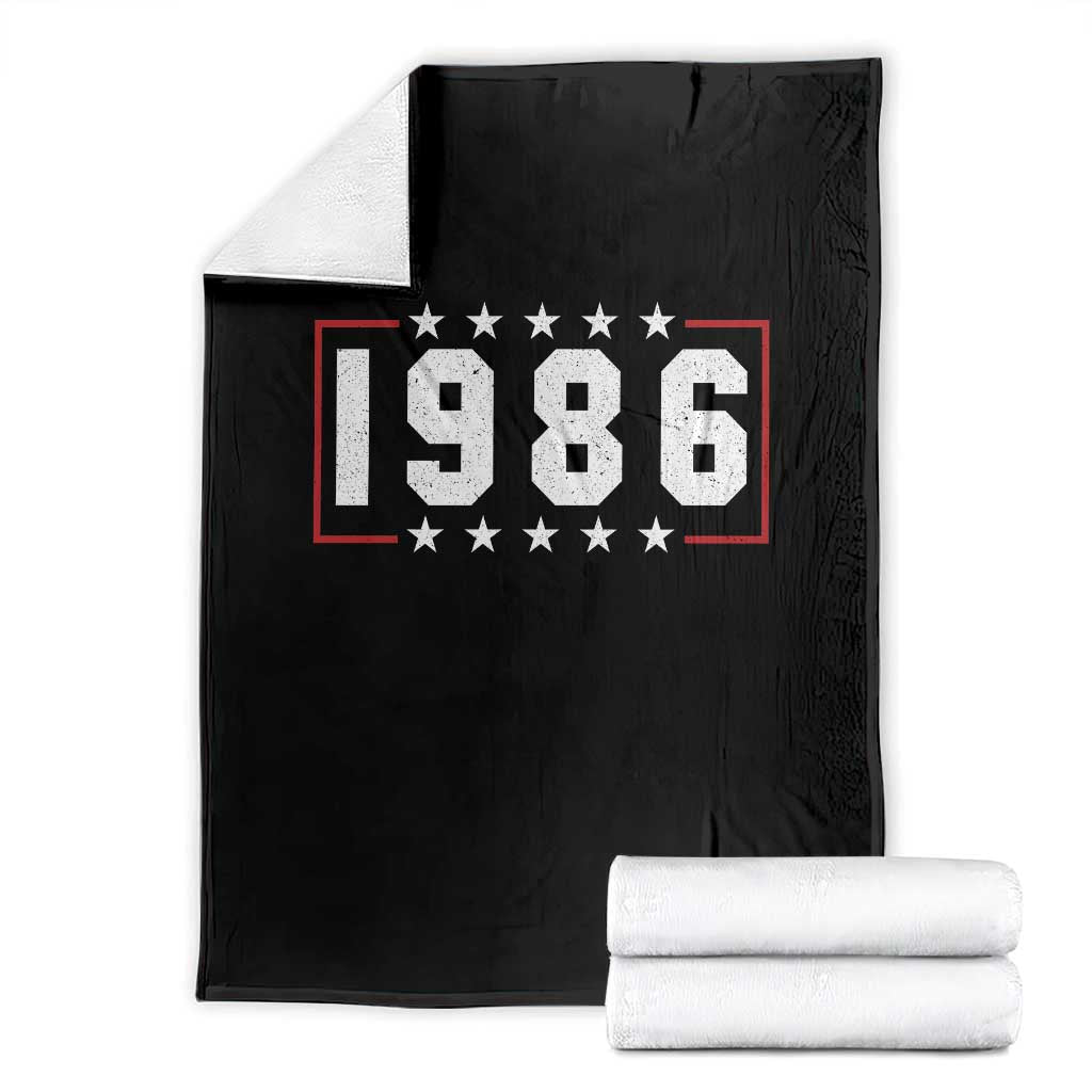 40th Birthday Throw Blanket Vintage 1986 40 Years Old Birthday Stars And Stripes