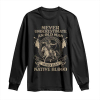 Black long-sleeve T-shirt with Native blood warrior graphic