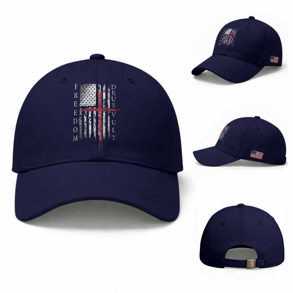 Deus Vult Freedom Catholic Knight Templar American Flag Baseball Cap