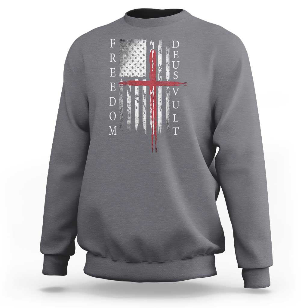 Deus Vult Freedom Catholic Knight Templar American Flag Sweatshirt
