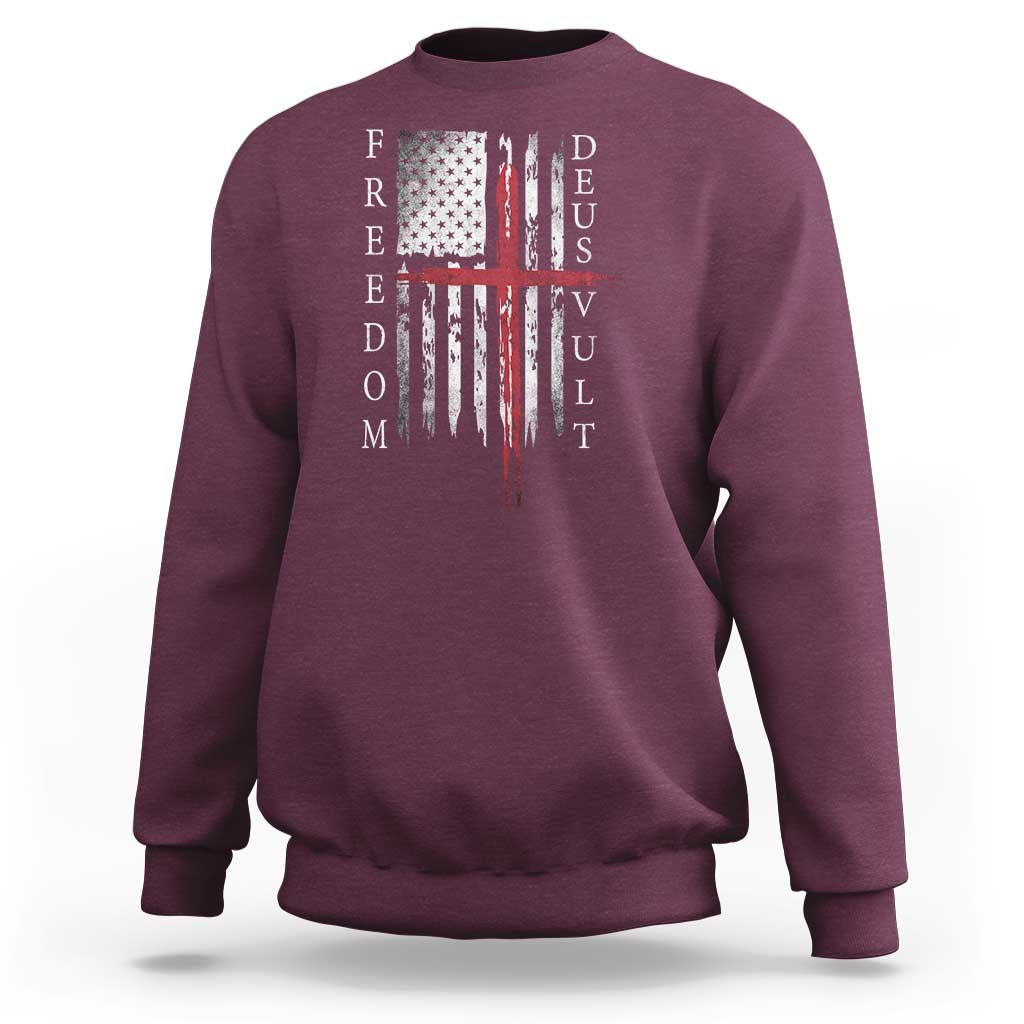 Deus Vult Freedom Catholic Knight Templar American Flag Sweatshirt
