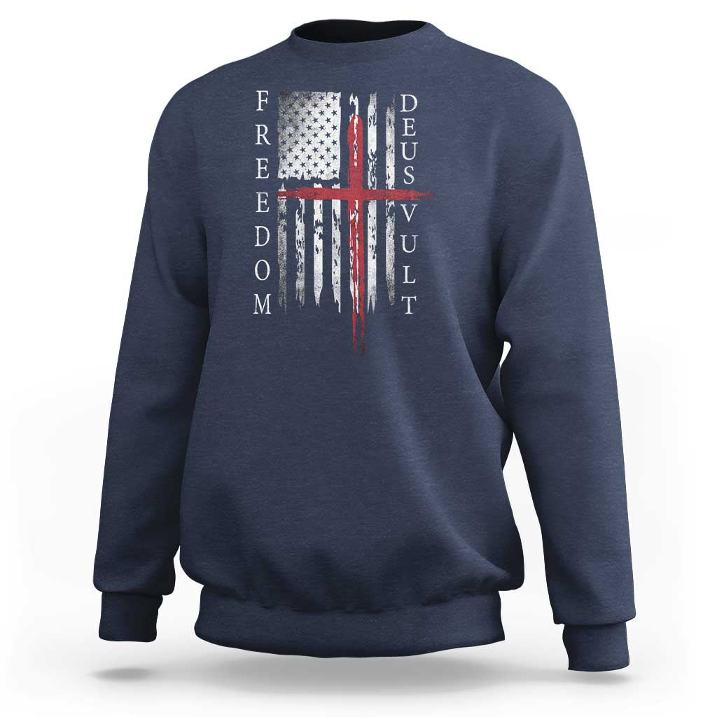 Deus Vult Freedom Catholic Knight Templar American Flag Sweatshirt