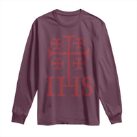 IHS Jerusalem Cross Medieval Crusaders Funny Knights Templar Long Sleeve Shirt