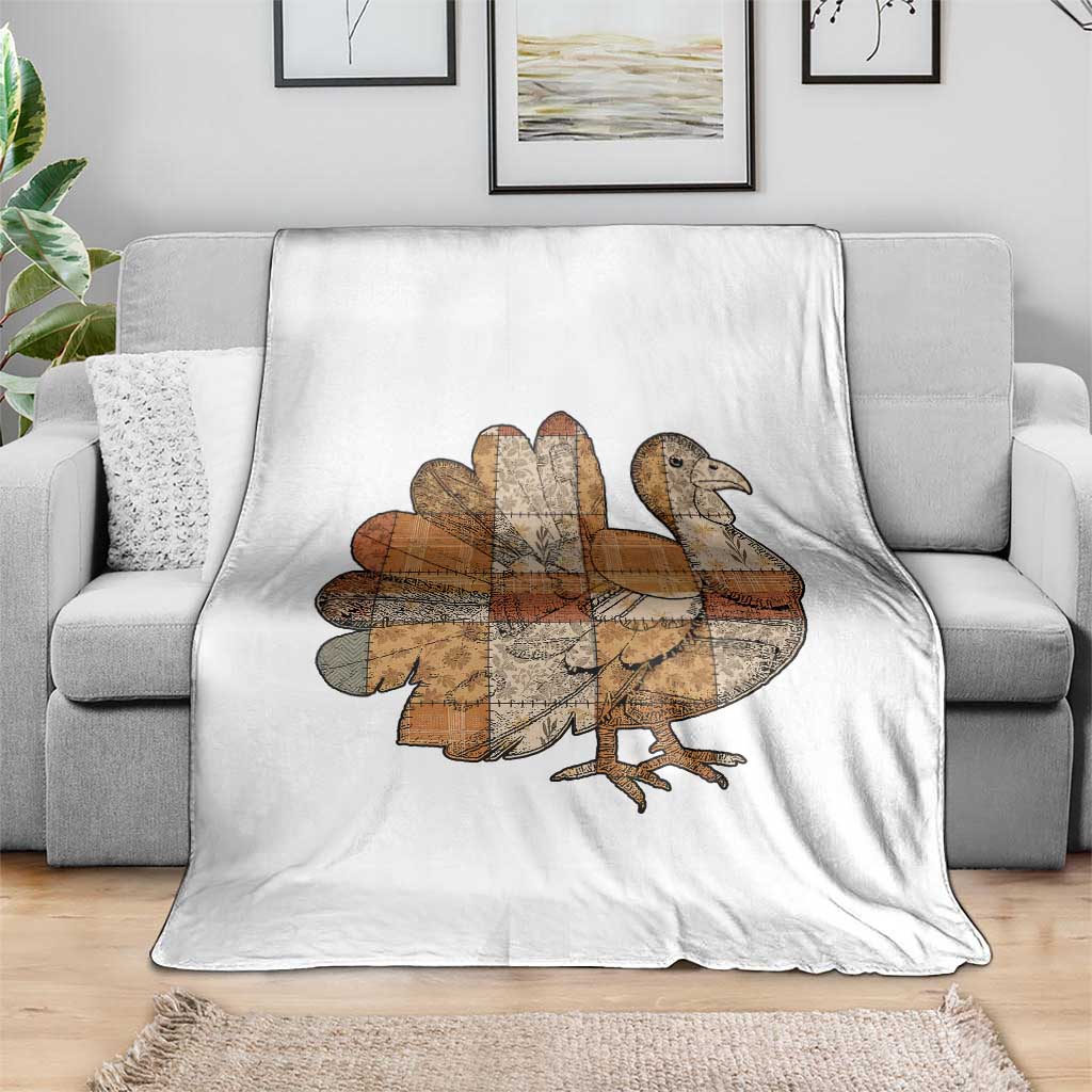 Thanksgiving Vintage Patchwork Gobble Turkey Throw Blanket - Wonder Print Shop
