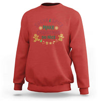 Red Christmas sweatshirt with “Sugar & Spice Make Christmas So Nice” graphic