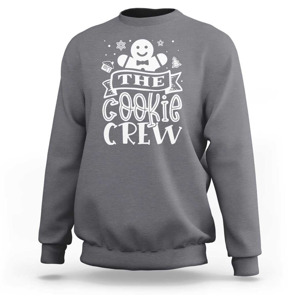 Charcoal crewneck sweatshirt with white “The Cookie Crew” cookie graphic