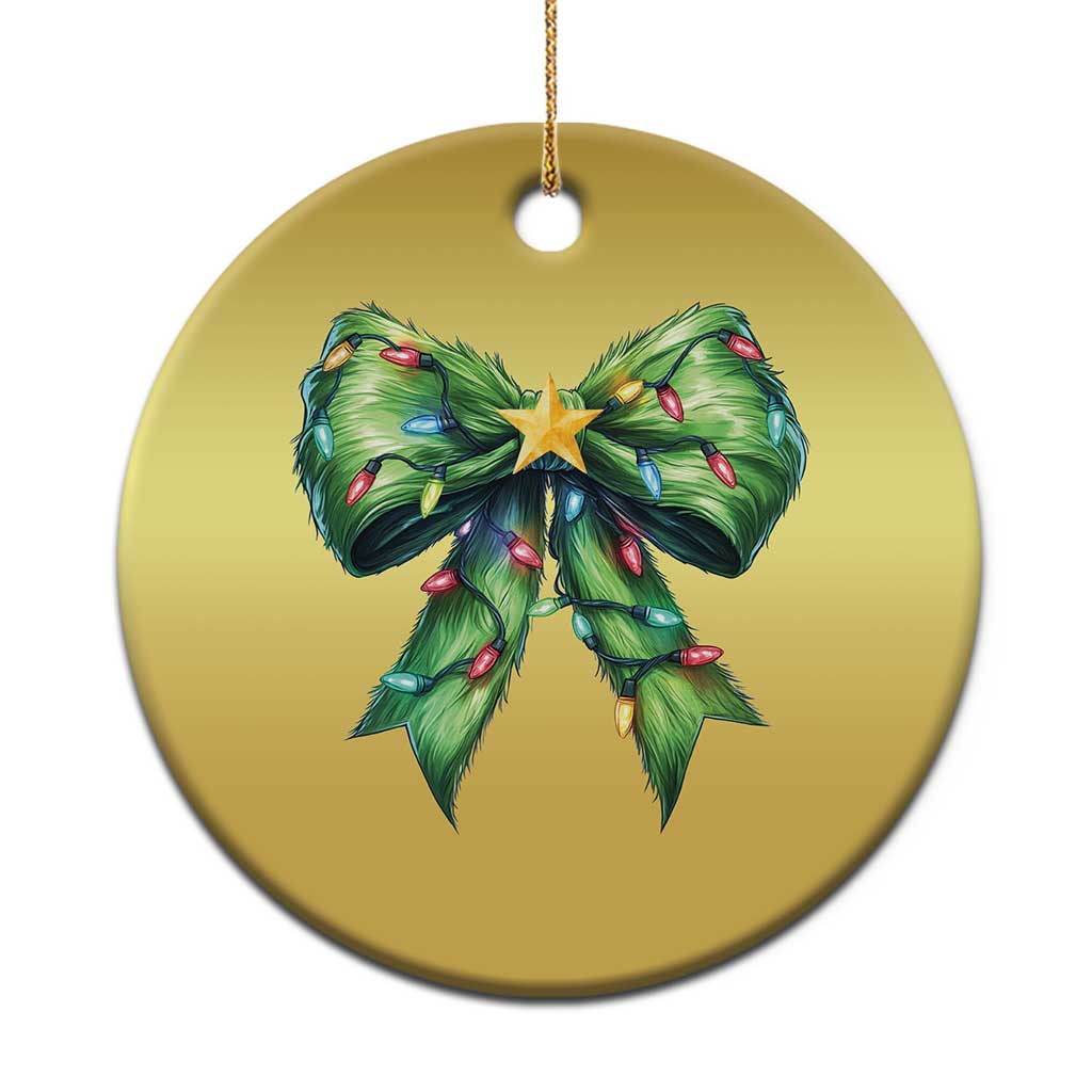 Funny Christmas Coquette Christmas Ornament Green Xmas Tree Bow - Wonder Print Shop