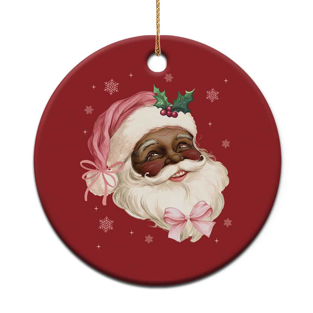 Xmas Coquette Pink Black Santa Bow Christmas Ornament - Wonder Print Shop