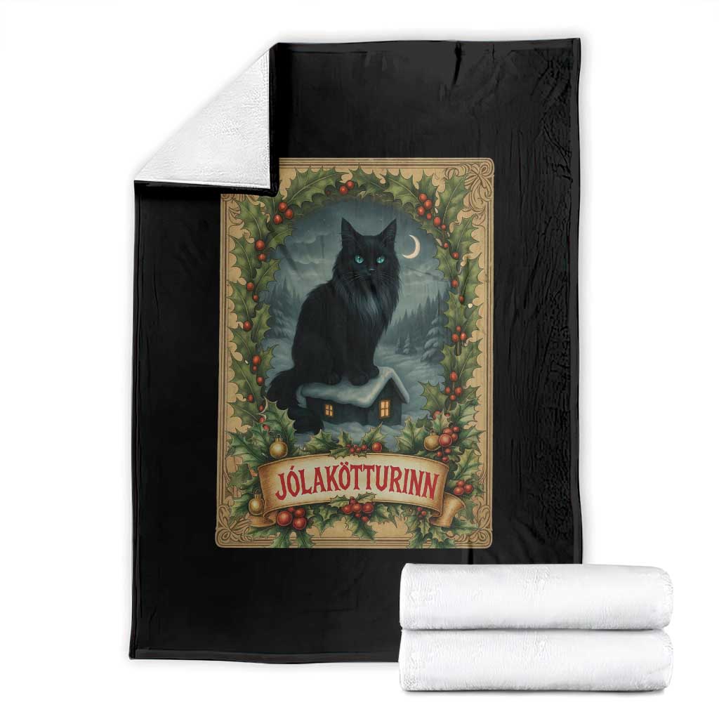 Nordic Christmas Cat Throw Blanket Jolakotturinn Yule Cat Icelandic - Wonder Print Shop