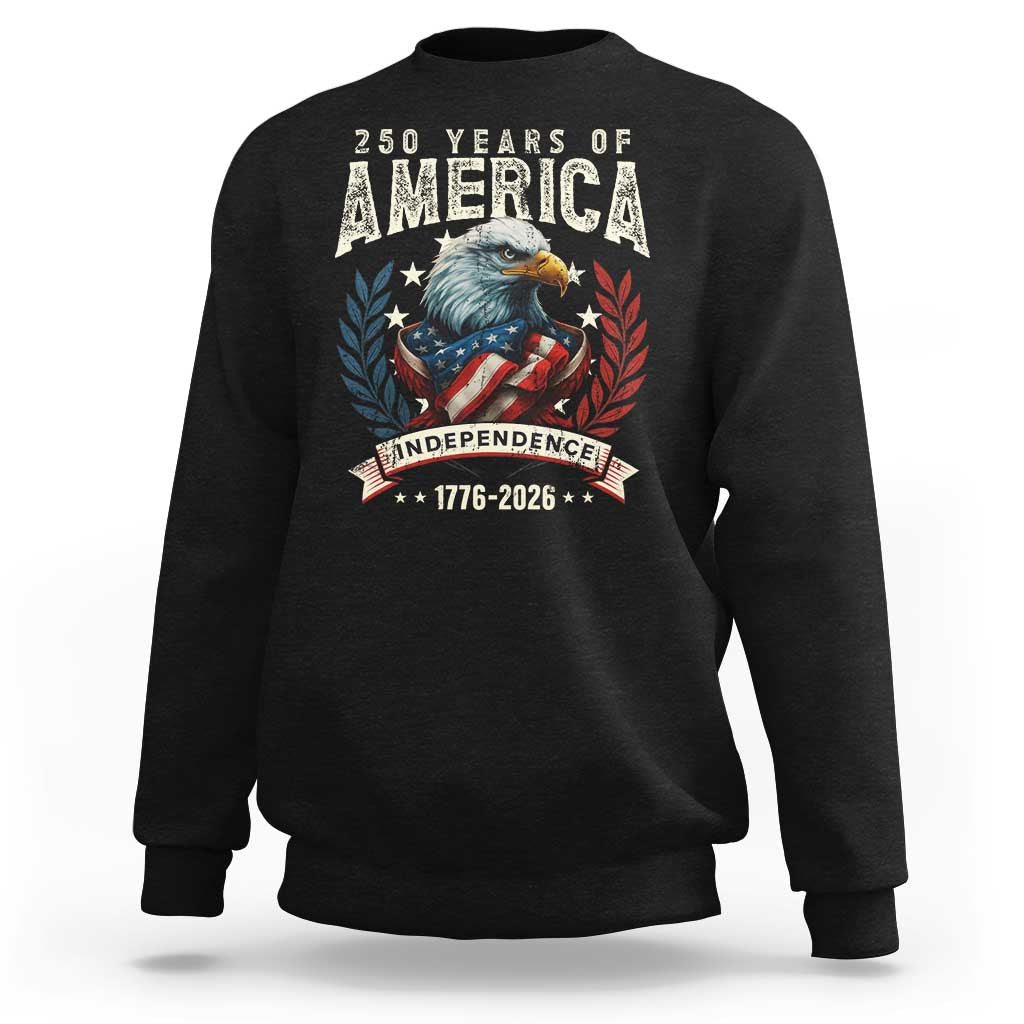 250 Years Of America Sweatshirt 250th American Anniversary Independence Bald Eagle - Wonder Print Shop