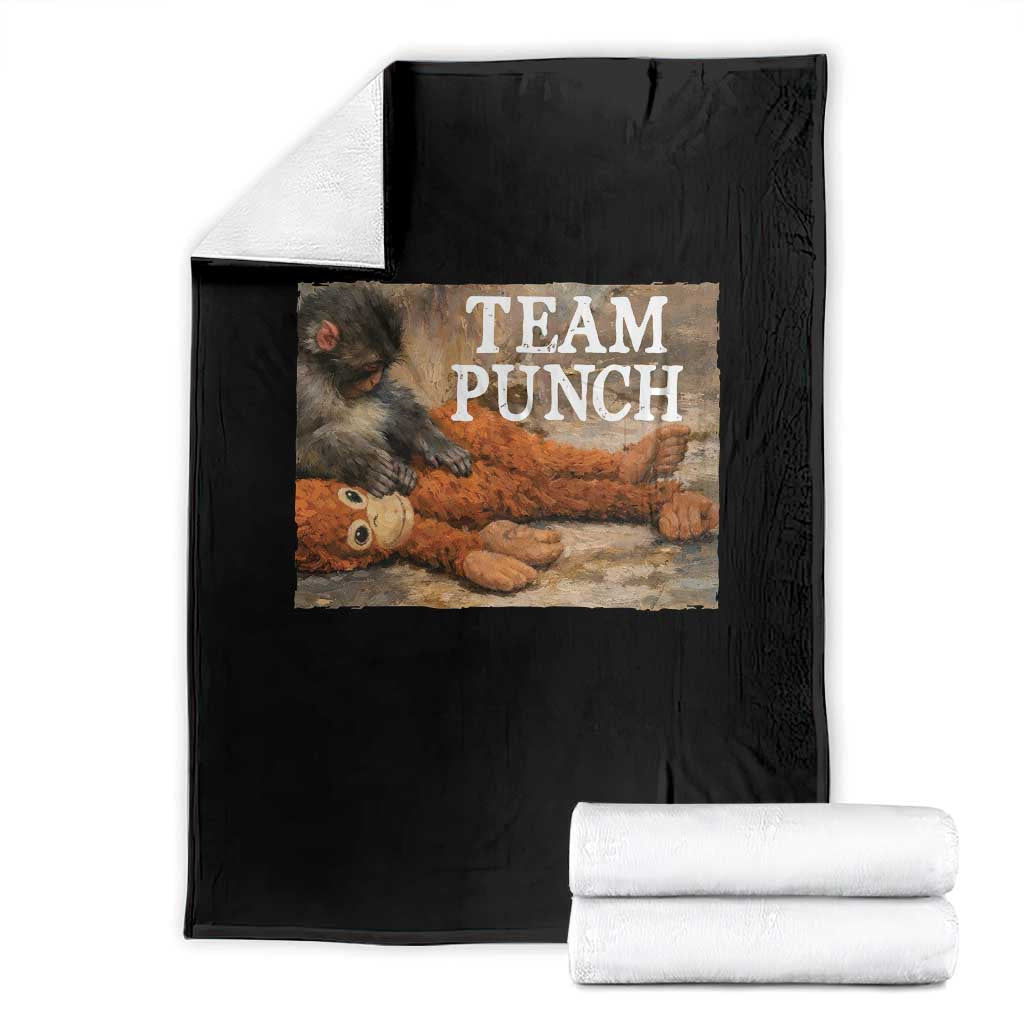 Team Punch Baby Monkey Plush Hugging Meme Throw Blanket