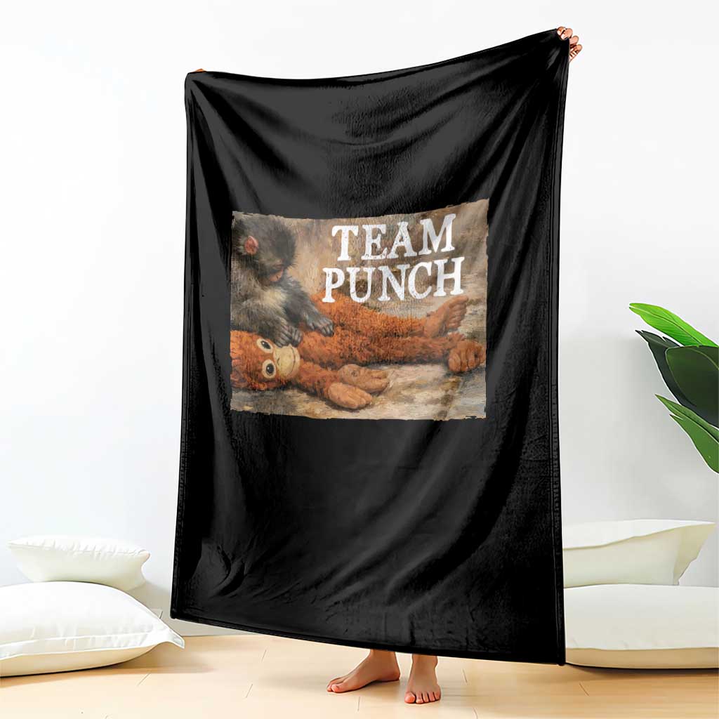 Team Punch Baby Monkey Plush Hugging Meme Throw Blanket