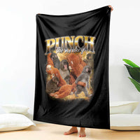 Punch The Monkey Throw Blanket Baby Monkey Punch Plush Hugging 90s Bootleg