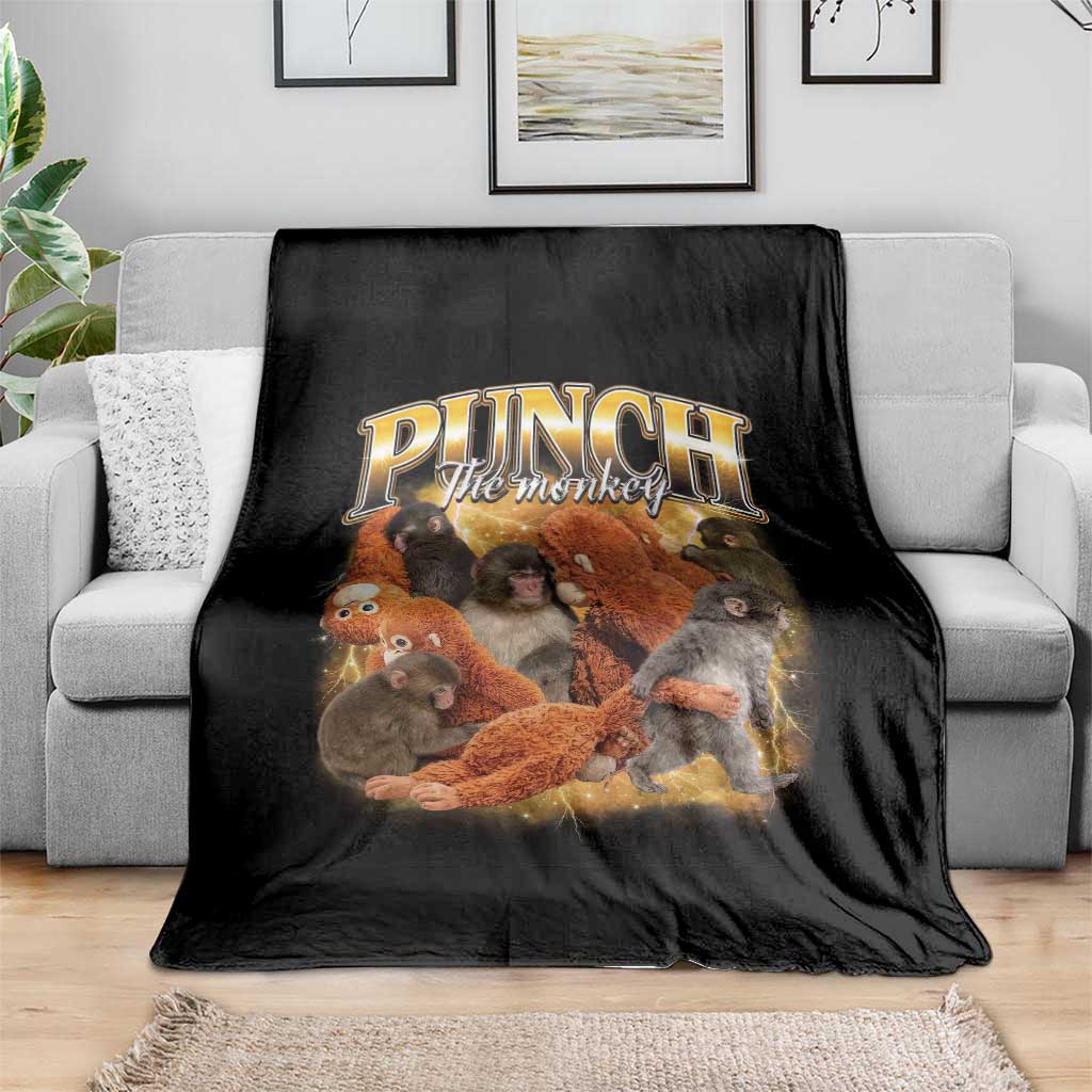 Punch The Monkey Throw Blanket Baby Monkey Punch Plush Hugging 90s Bootleg