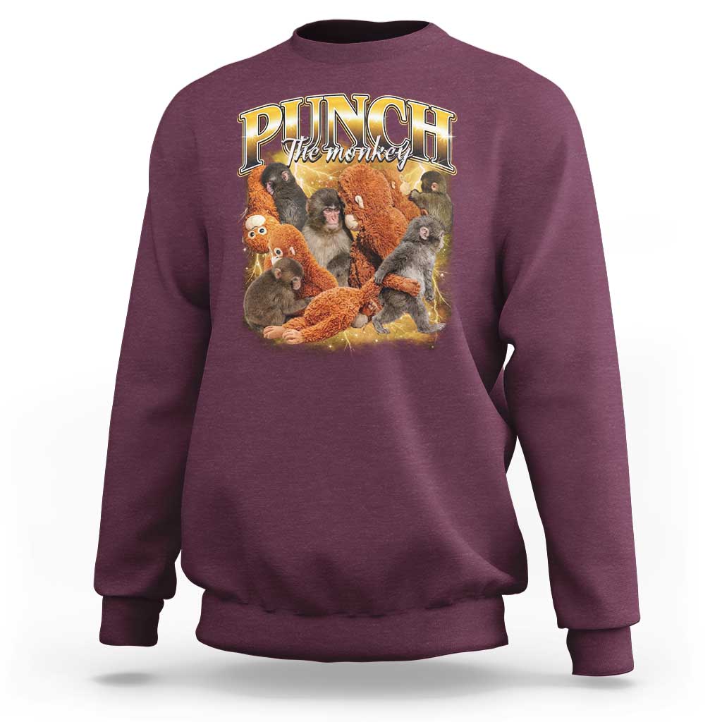 Punch The Monkey Sweatshirt Baby Monkey Punch Plush Hugging 90s Bootleg