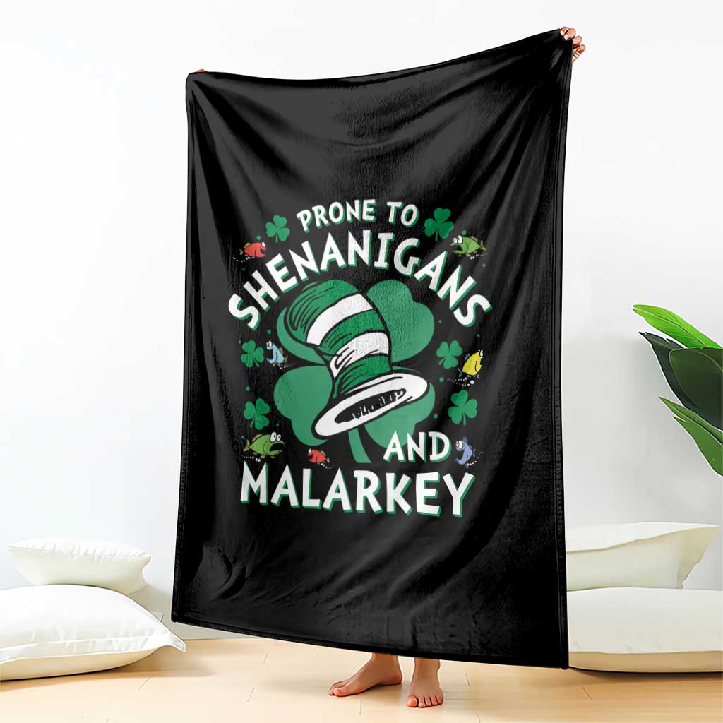 Funny Prone To Shenanigans And Malarkey Throw Blanket St Patricks Day Reading Hat