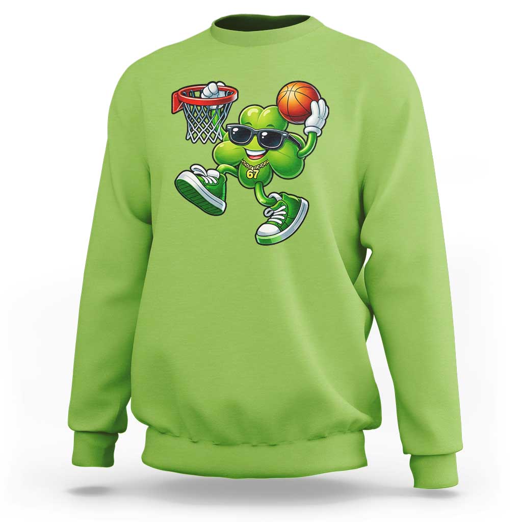 Funny 67 Meme Six Seven Basketball Shamrock St Patricks Day Sweatshirt